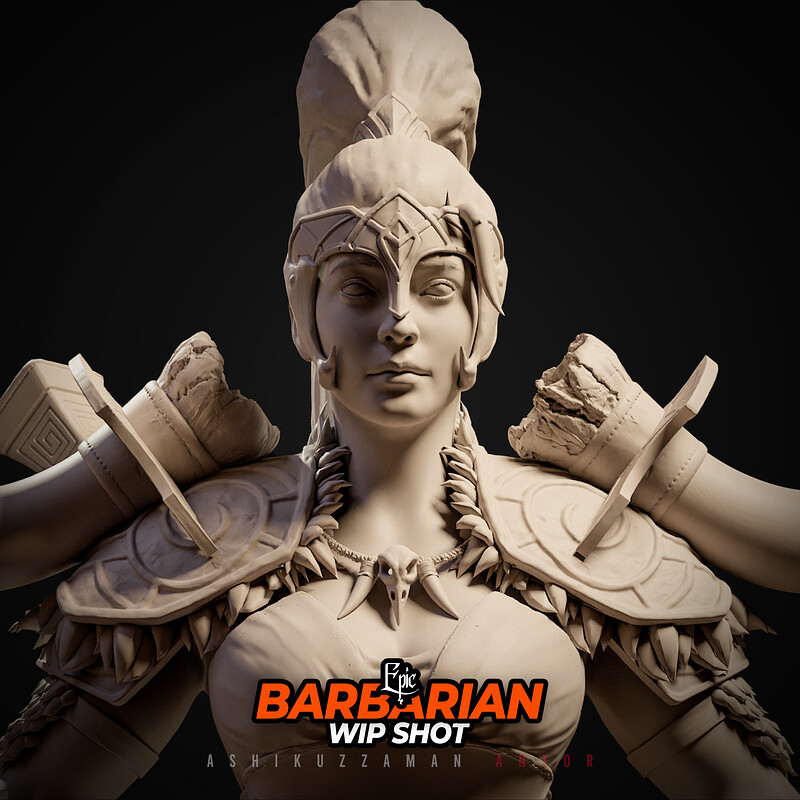 Epic barbarian AAA game character by Ashikuzzaman Antor, 3D character artist in Dhaka