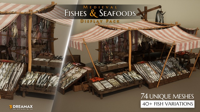 Medieval Fish Market Stalls Vol. 1